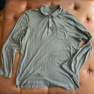 Billy Reid Olive Long Sleeve Pensacola Polo - Large